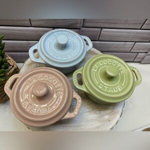 STAUB ❤️(3)Ceramics  Mini Round Cocotte 10cm Macaron collection NIB